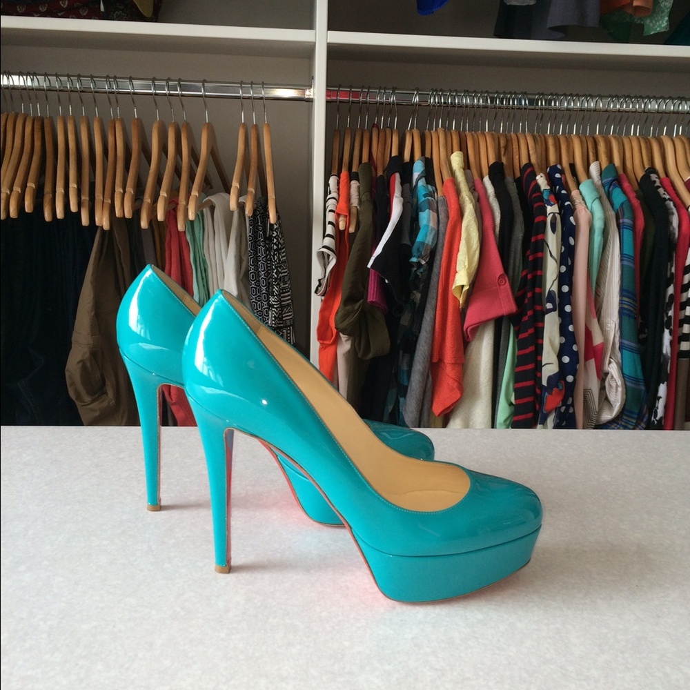 Louboutin Teal Bianca Heels